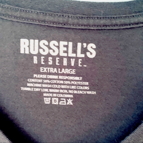 Ladies Russels Reserve Bourbon promotional Grey V Neck T Shirt Sz. L - Picture 4 of 6